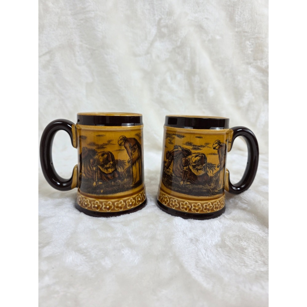 Vintage Occupied Japan Beer Steins "field workers"